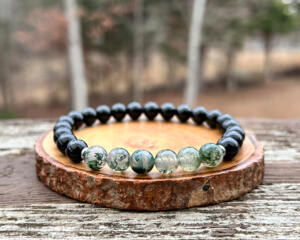 Moss Agate and Black Tourmaline Bracelet for Abundance and Prosperity by Rock My Zen